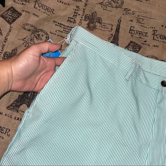 Haggar NWT! Seersucker Cool18 Turquoise/White Striped Short Size 38W - Picture 5 of 12